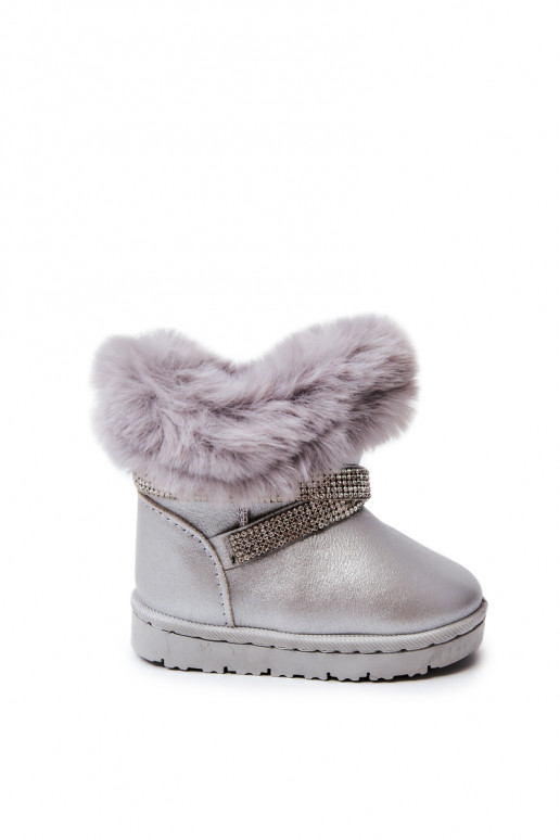 Botas de neve infantis com olhos brilhantes na cor prata Hollee