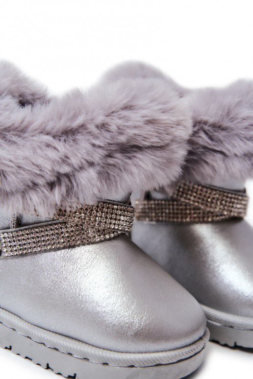 Botas de neve infantis com olhos brilhantes na cor prata Hollee