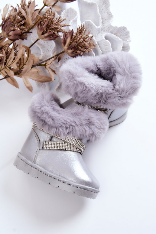 Botas de neve infantis com olhos brilhantes na cor prata Hollee