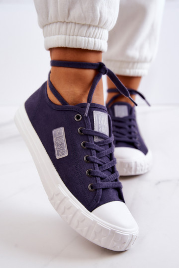 Modelo clássico Sapatos femininos BIG STAR JJ274494 azul escuro 2