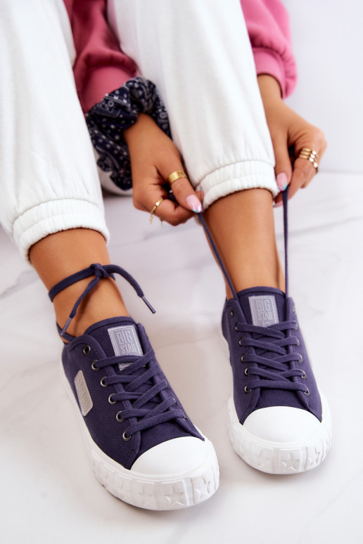 Modelo clássico Sapatos femininos BIG STAR JJ274494 azul escuro