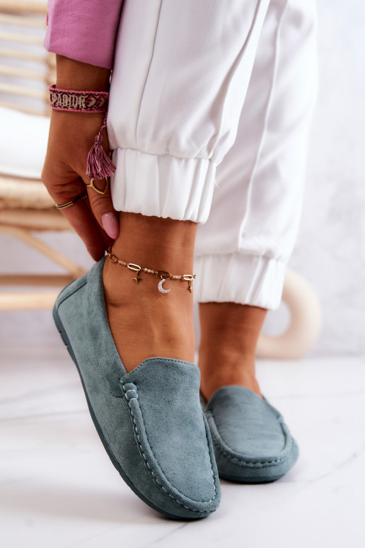 Mocassins de camurça na cor menta Morreno Mocassins de camurça na cor menta Morreno