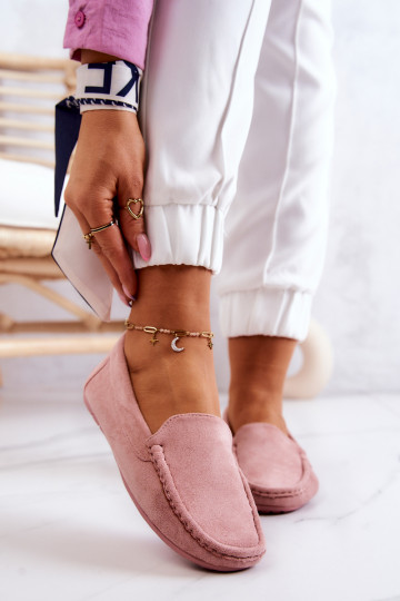 Mocassins de camurça em Morreno rosa