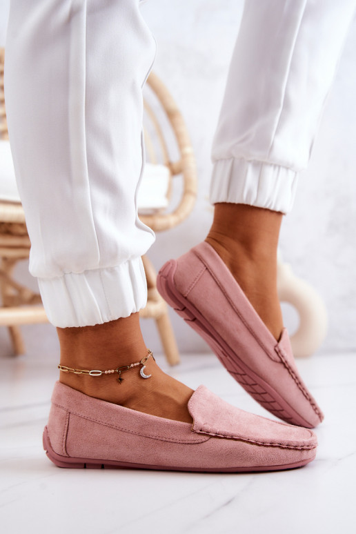 Mocassins de camurça em Morreno rosa