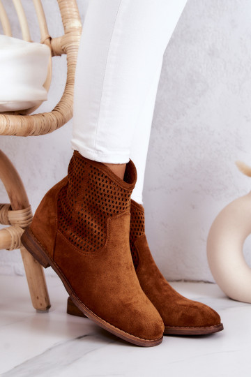 Botas de camurça com plataforma oculta na cor marrom Solene