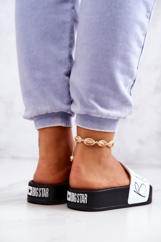 Chinelos femininos de borracha Big Star JJ274A275 preto e branco