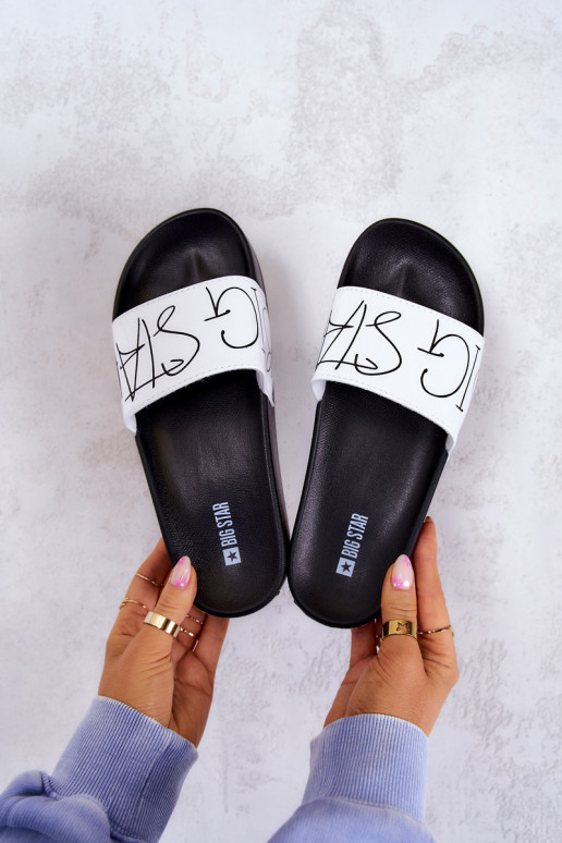 Chinelos femininos de borracha Big Star JJ274A275 preto e branco