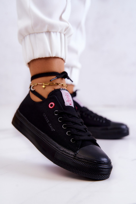 Sapatos de lazer modelo clássico Cross Jeans JJ2R4019C cor preta Sapatos de lazer modelo clássico Cross Jeans JJ2R4019C cor preta