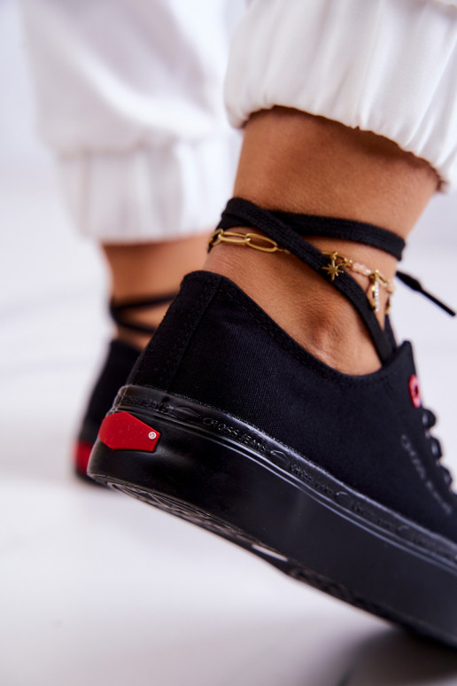 Sapatos de lazer modelo clássico Cross Jeans JJ2R4019C cor preta Sapatos de lazer modelo clássico Cross Jeans JJ2R4019C cor preta