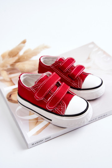 Sapatos casuais infantis com fechos adesivos em vermelho Bernie 2