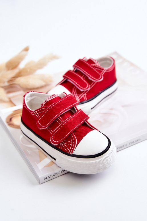 Sapatos casuais infantis com fechos adesivos em vermelho Bernie