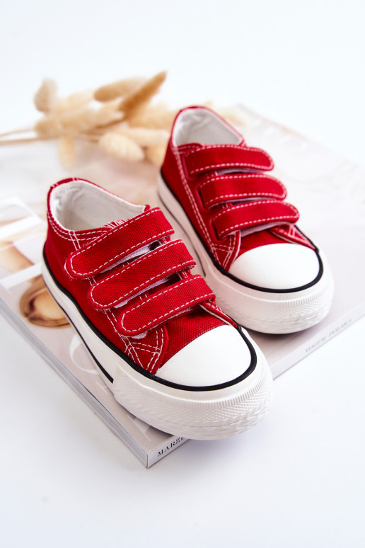 Sapatos casuais infantis com fechos adesivos em vermelho Bernie