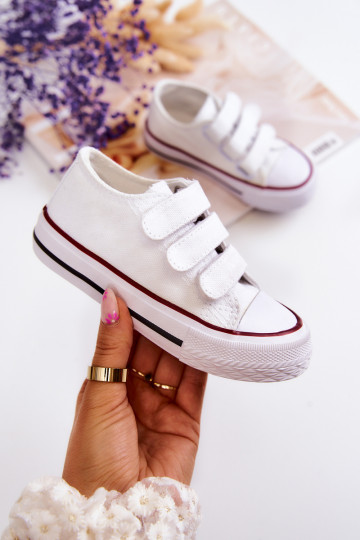 Sapatos casuais infantis com fechos adesivos em Bernie branco