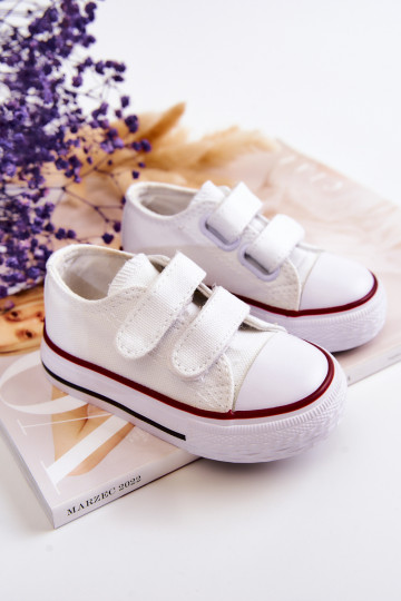 Sapatos casuais infantis com fechos adesivos em Bernie branco 2
