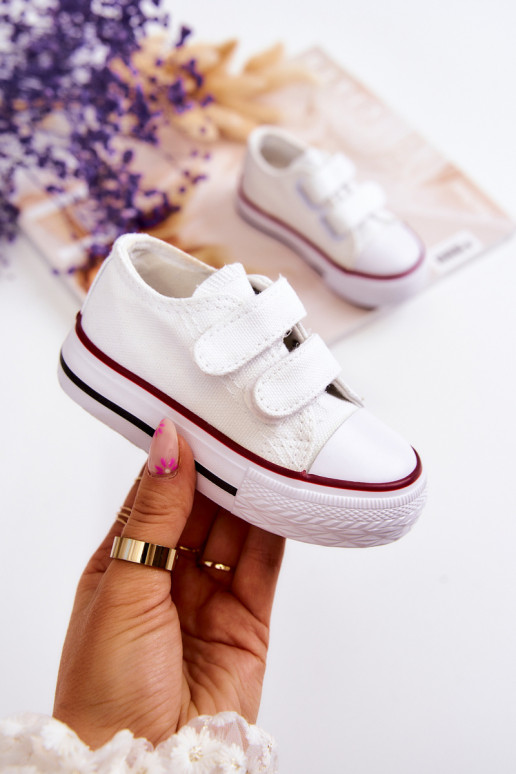 Sapatos casuais infantis com fechos adesivos em Bernie branco