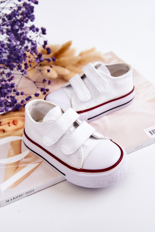 Sapatos casuais infantis com fechos adesivos em Bernie branco