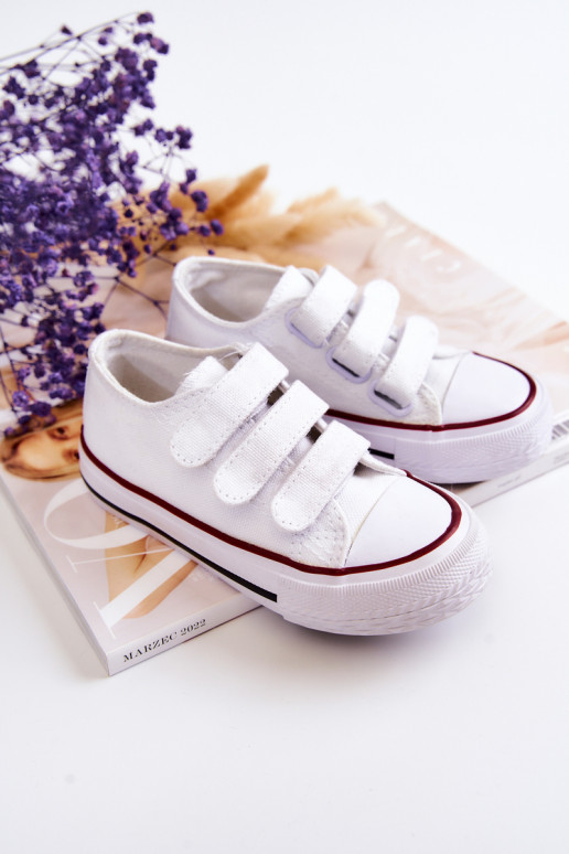 Sapatos casuais infantis com fechos adesivos em Bernie branco