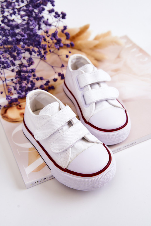 Sapatos casuais infantis com fechos adesivos em Bernie branco