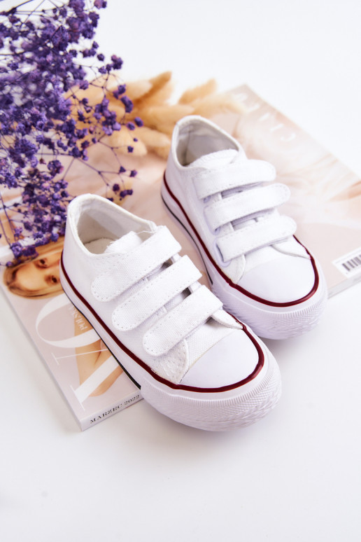 Sapatos casuais infantis com fechos adesivos em Bernie branco