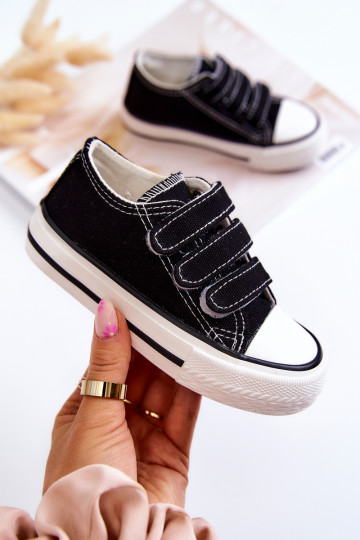Sapatos casuais infantis com fechos adesivos em Bernie preto