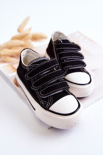 Sapatos casuais infantis com fechos adesivos em Bernie preto 2