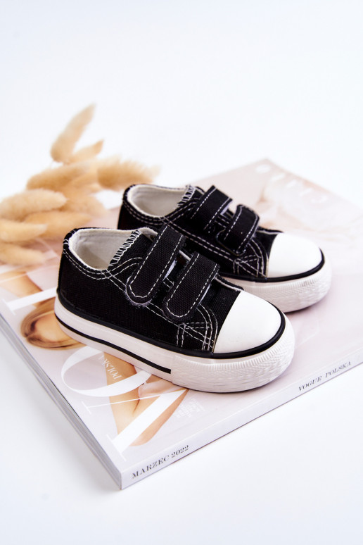 Sapatos casuais infantis com fechos adesivos em Bernie preto