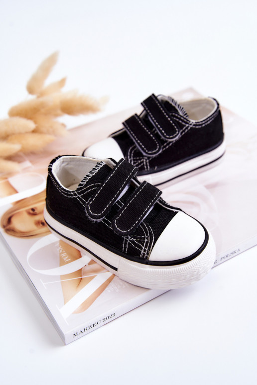 Sapatos casuais infantis com fechos adesivos em Bernie preto
