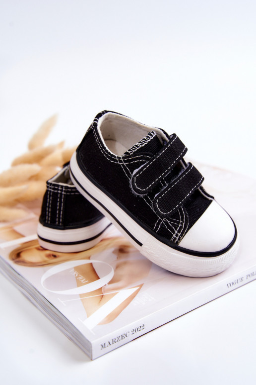 Sapatos casuais infantis com fechos adesivos em Bernie preto