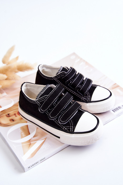 Sapatos casuais infantis com fechos adesivos em Bernie preto