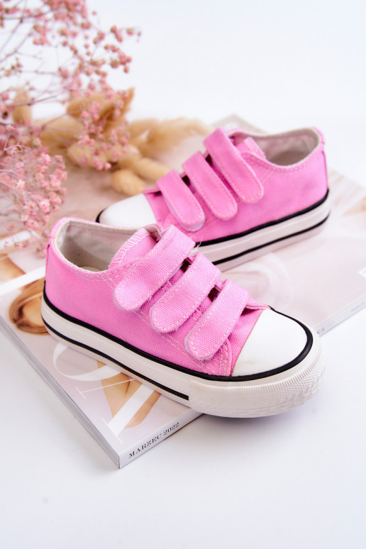 Sapatos casuais infantis com fechos adesivos em Bernie rosa