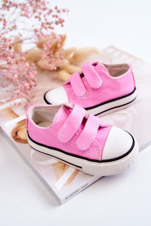 Sapatos casuais infantis com fechos adesivos em Bernie rosa