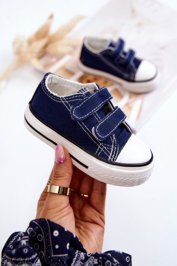 Sapatos casuais infantis Bernie com fechos adesivos em azul marinho