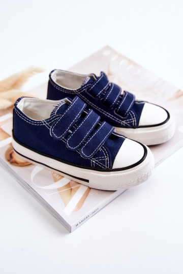 Sapatos casuais infantis Bernie com fechos adesivos em azul marinho 2