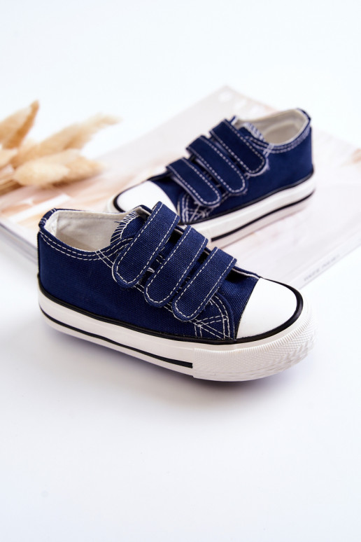 Sapatos casuais infantis Bernie com fechos adesivos em azul marinho