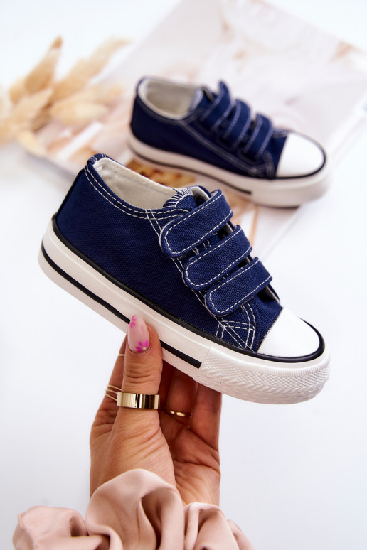 Sapatos casuais infantis Bernie com fechos adesivos em azul marinho