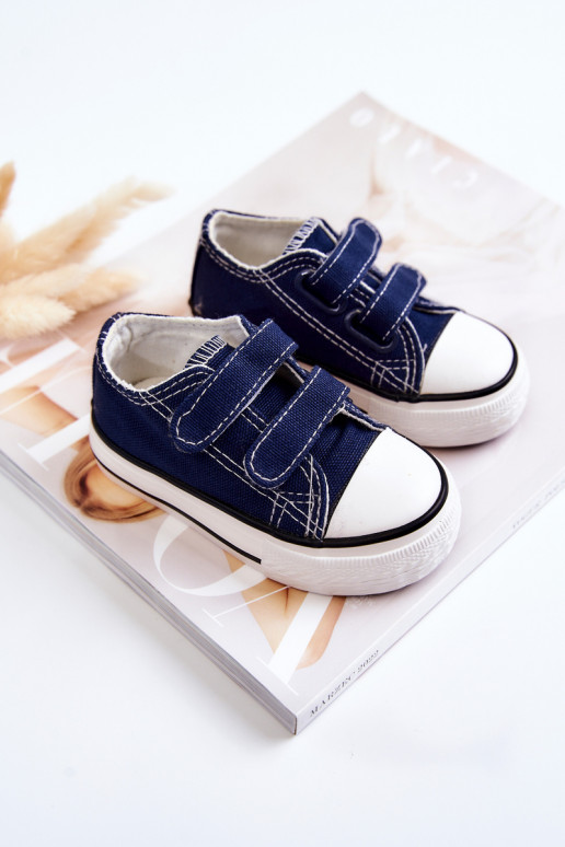 Sapatos casuais infantis Bernie com fechos adesivos em azul marinho