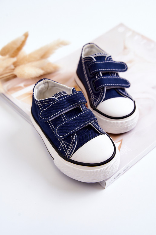 Sapatos casuais infantis Bernie com fechos adesivos em azul marinho