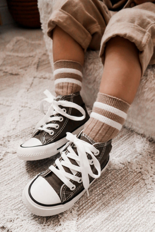 Calçado infantil de lazer com sola na cor cáqui Filemon Calçado infantil de lazer com sola na cor cáqui Filemon