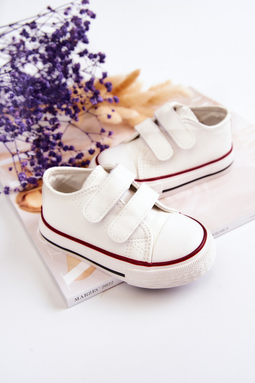 Tênis infantil calçado casual com fechos adesivos cor branca Foster
