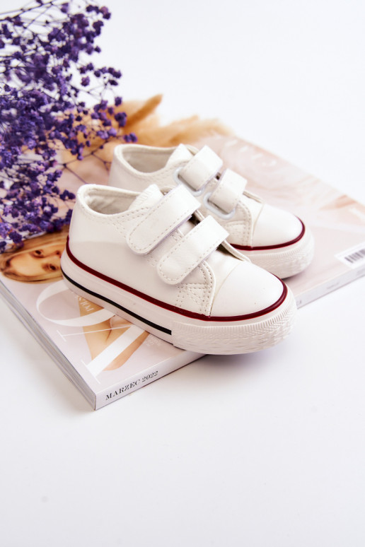 Tênis infantil calçado casual com fechos adesivos cor branca Foster