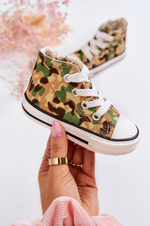 Calçado infantil de lazer com sola com zíper bege e verde Filemon Calçado infantil de lazer com sola com zíper bege e verde Filemon