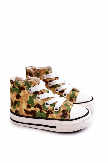 Calçado infantil de lazer com sola com zíper bege e verde Filemon 2