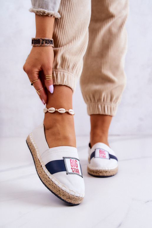 Alpercatas elegantes Slip On Big Star JJ274964 Branco-azul escuro