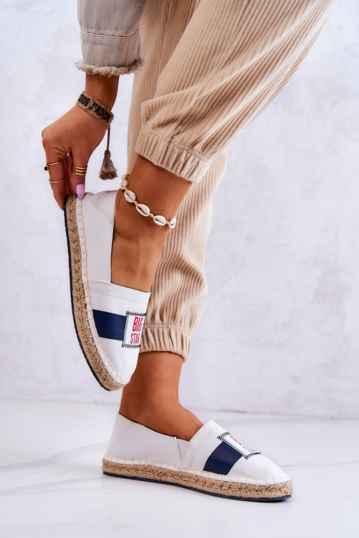 Alpercatas elegantes Slip On Big Star JJ274964 Branco-azul escuro