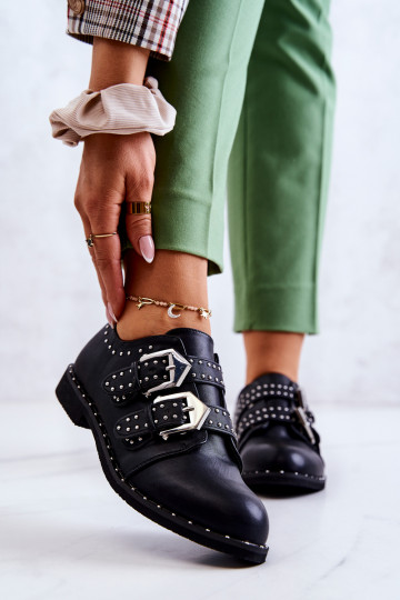 sapatos com fivelas Lu Boo preto