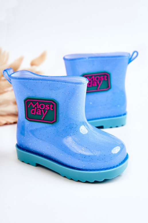 Botas infantis de borracha cor azul Rain Botas infantis de borracha cor azul Rain