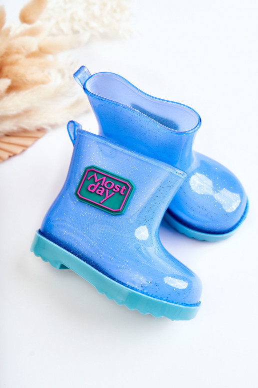 Botas infantis de borracha cor azul Rain Botas infantis de borracha cor azul Rain
