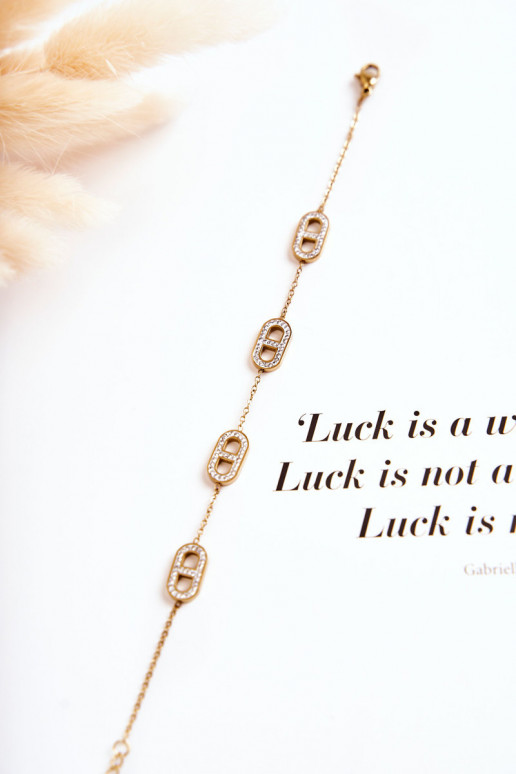 Pulseira feminina com olhos brilhantes na cor dourada Pulseira feminina com olhos brilhantes na cor dourada