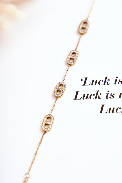 Pulseira feminina com olhos brilhantes na cor dourada Pulseira feminina com olhos brilhantes na cor dourada