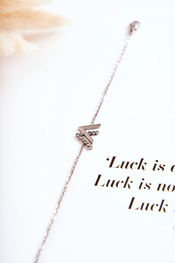 Pulseira com corrente com olhos brilhantes, cor prata